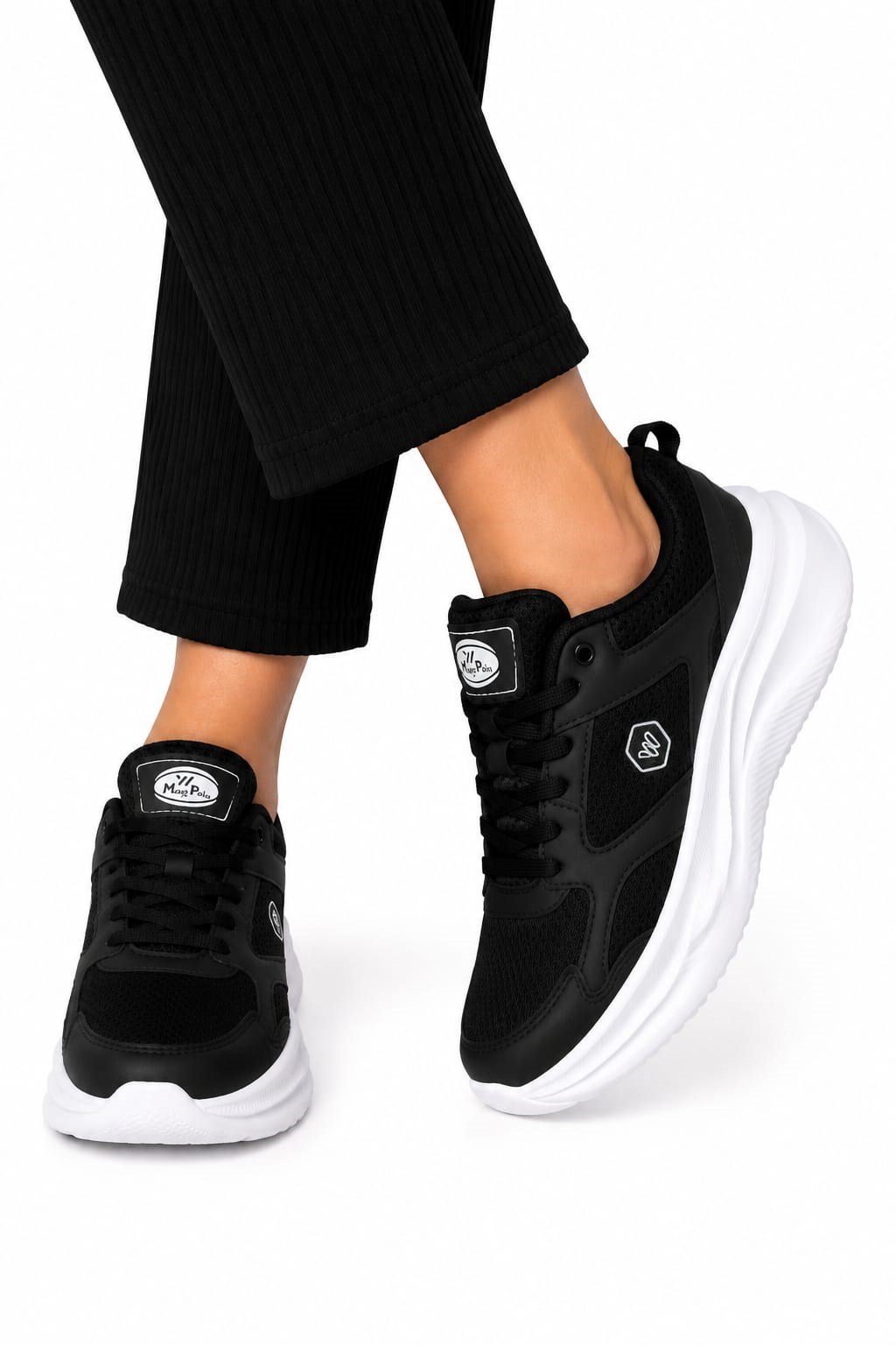 Airfil Faylon Taban Unisex Spor Ayakkabı SİYAH - BEYAZ