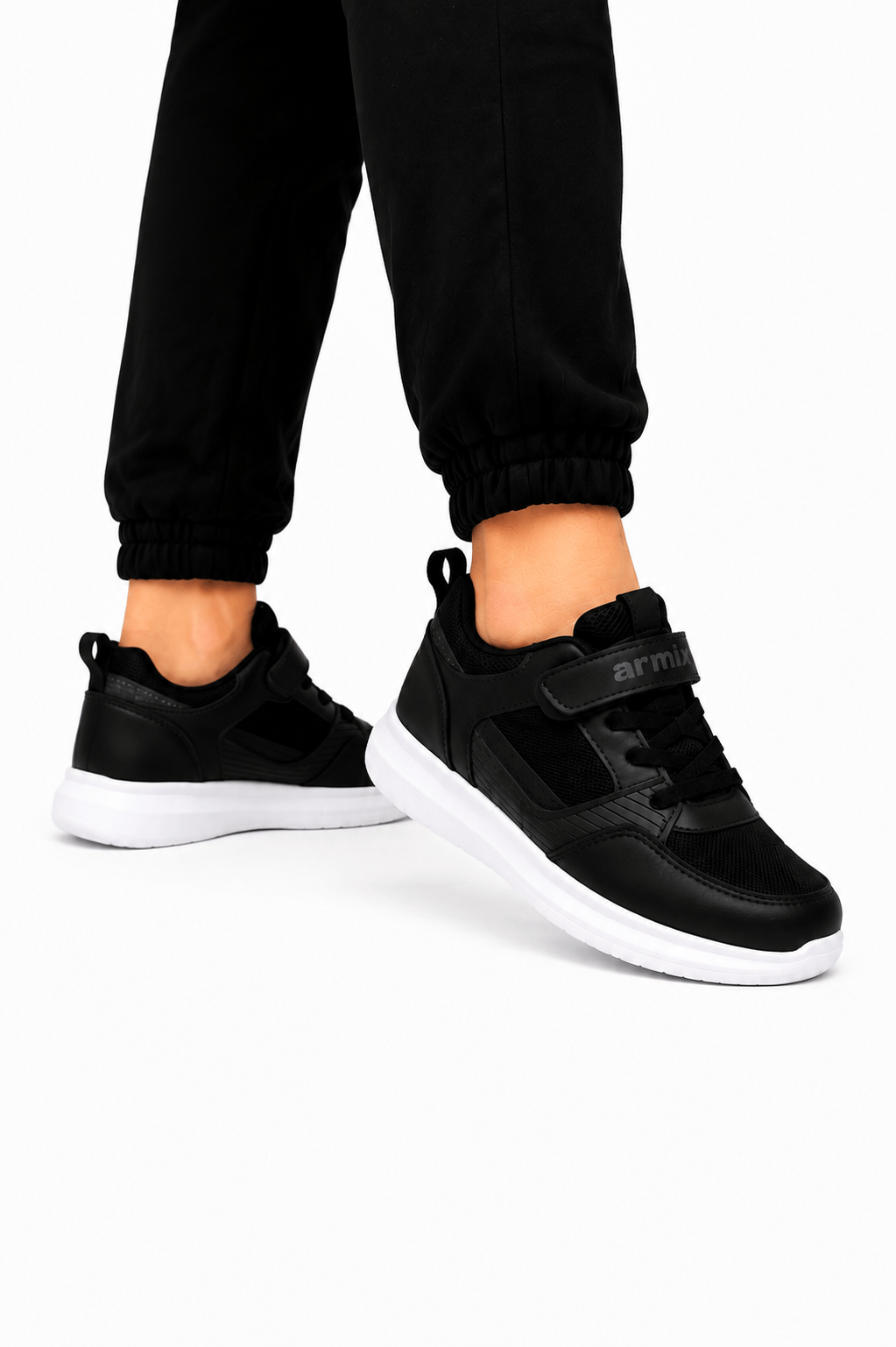 Airfile Faylon Taban Sneaker Çocuk Spor Ayakkabı SİYAH - BEYAZ