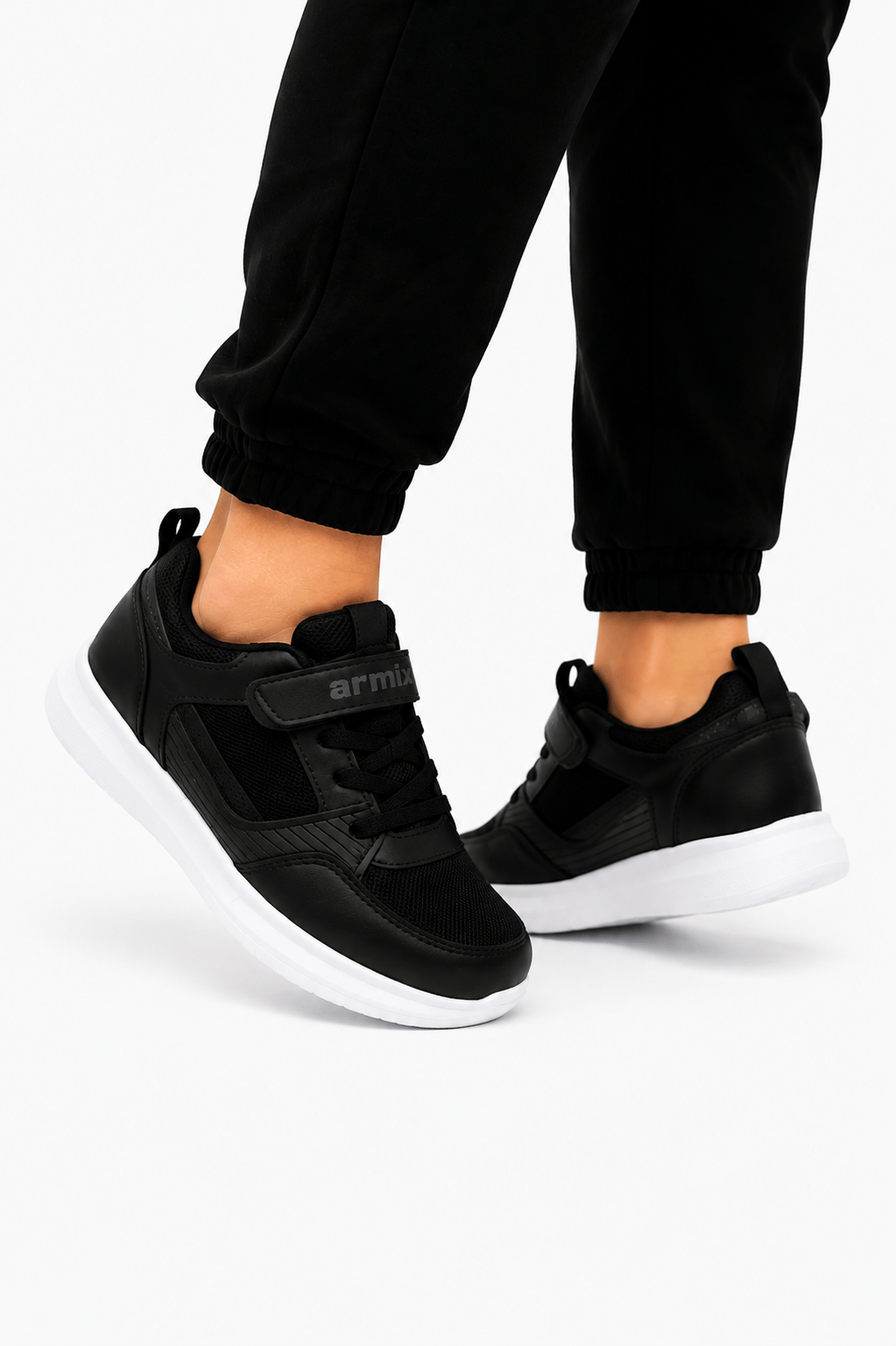 Airfile Faylon Taban Sneaker Çocuk Spor Ayakkabı SİYAH - BEYAZ