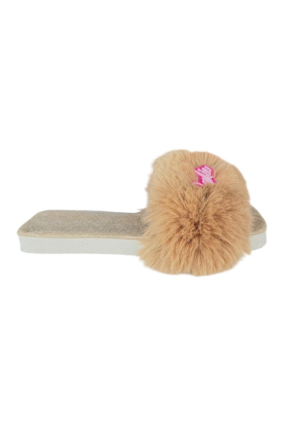 Barbie Detaylı Peluş Kadın Ev Terliği VİZON