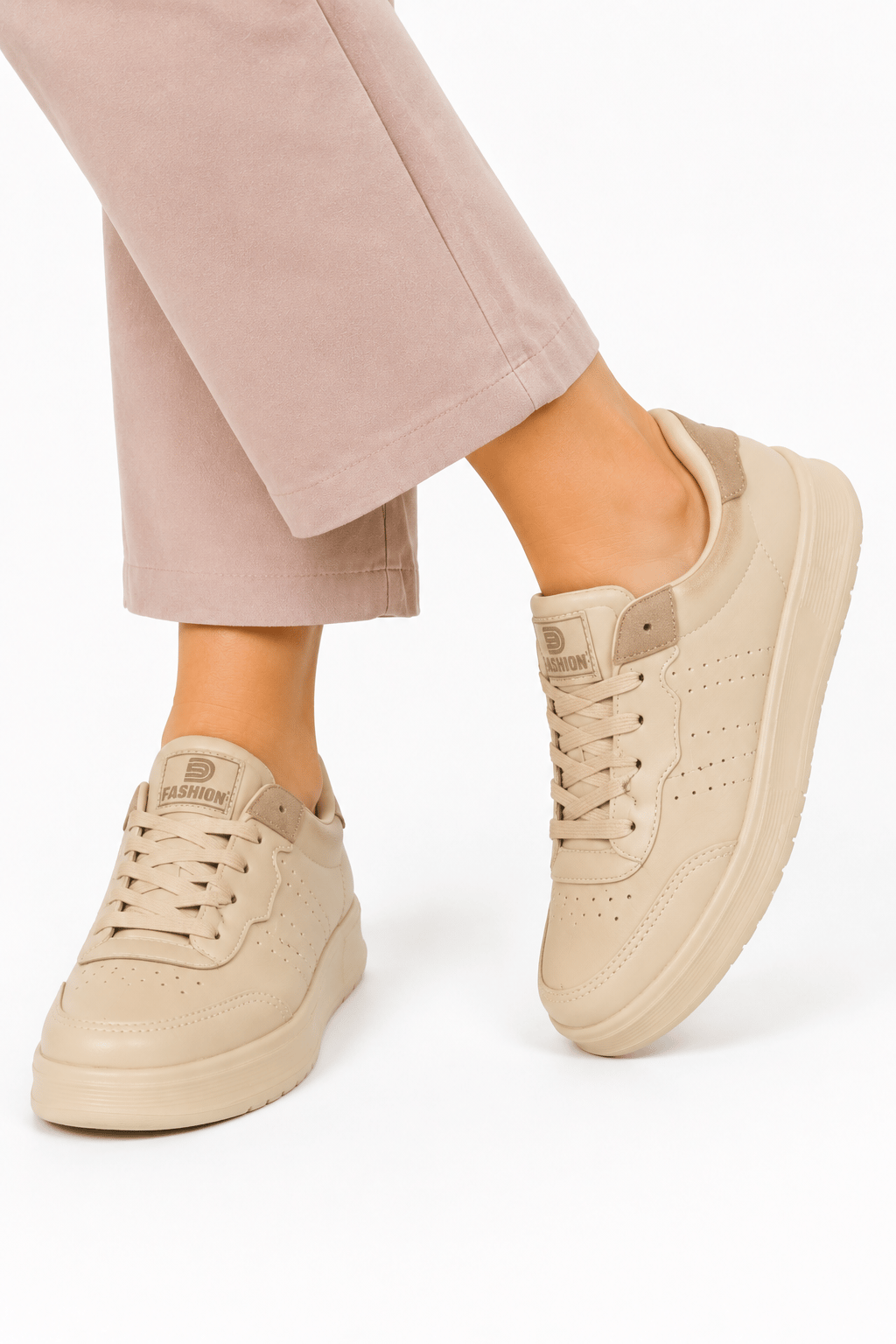 Cilt Faylon Taban Sneaker Çocuk Spor Ayakkabı BEJ