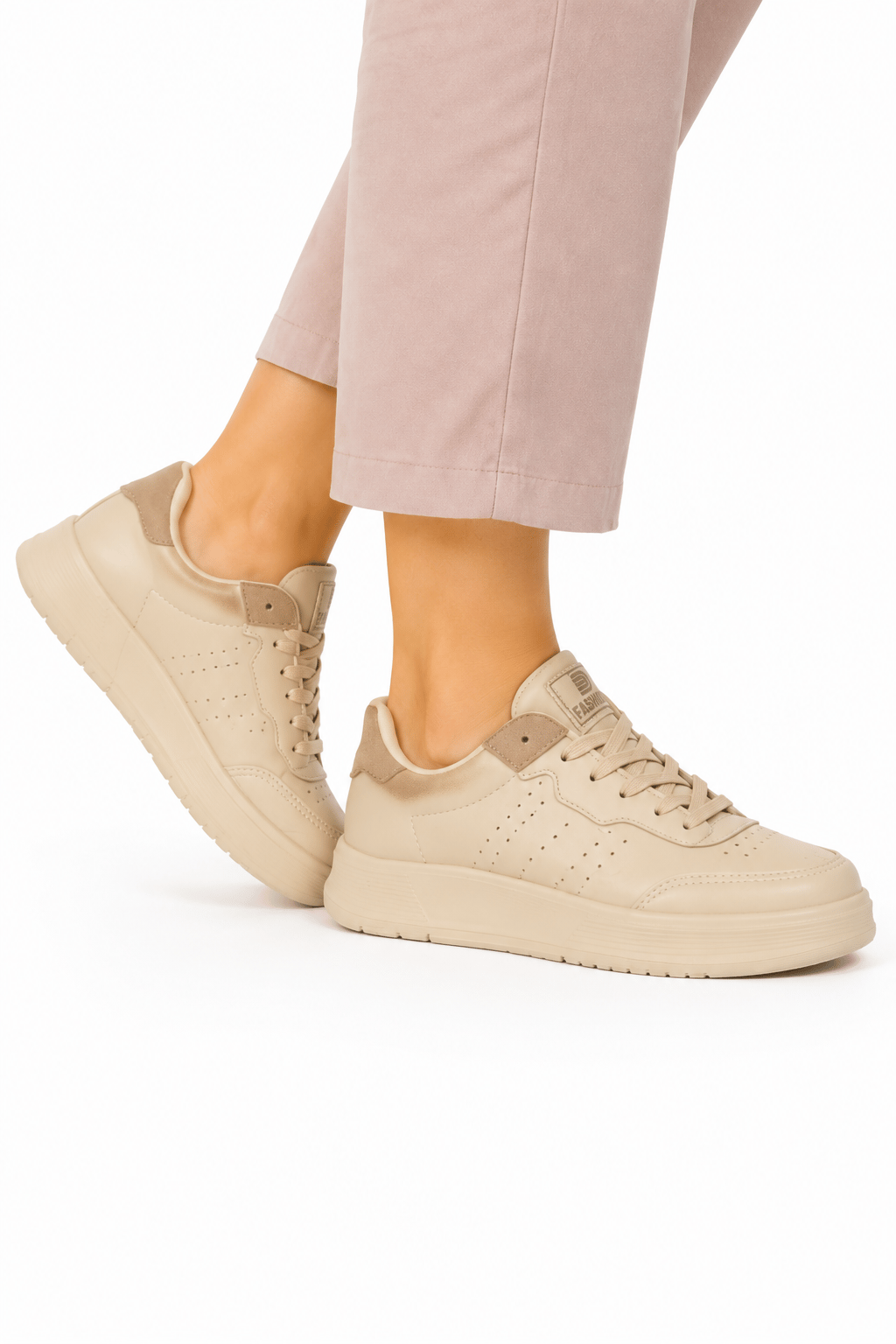 Cilt Faylon Taban Sneaker Çocuk Spor Ayakkabı BEJ