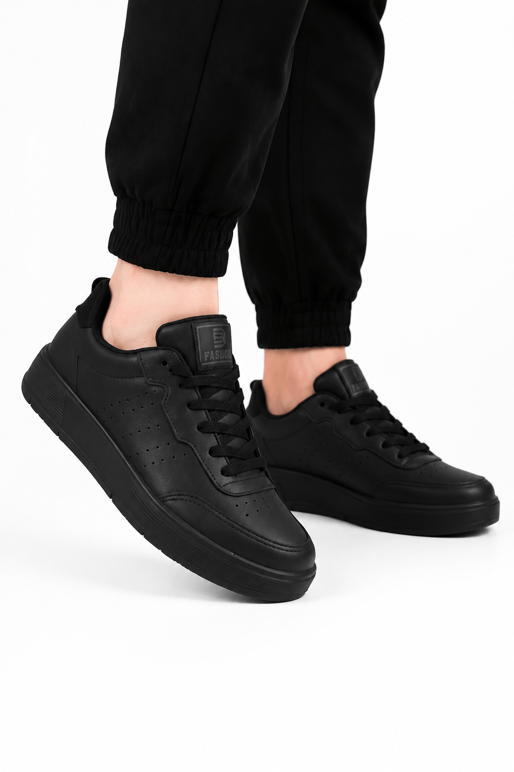 Cilt Faylon Taban Sneaker Çocuk Spor Ayakkabı SİYAH