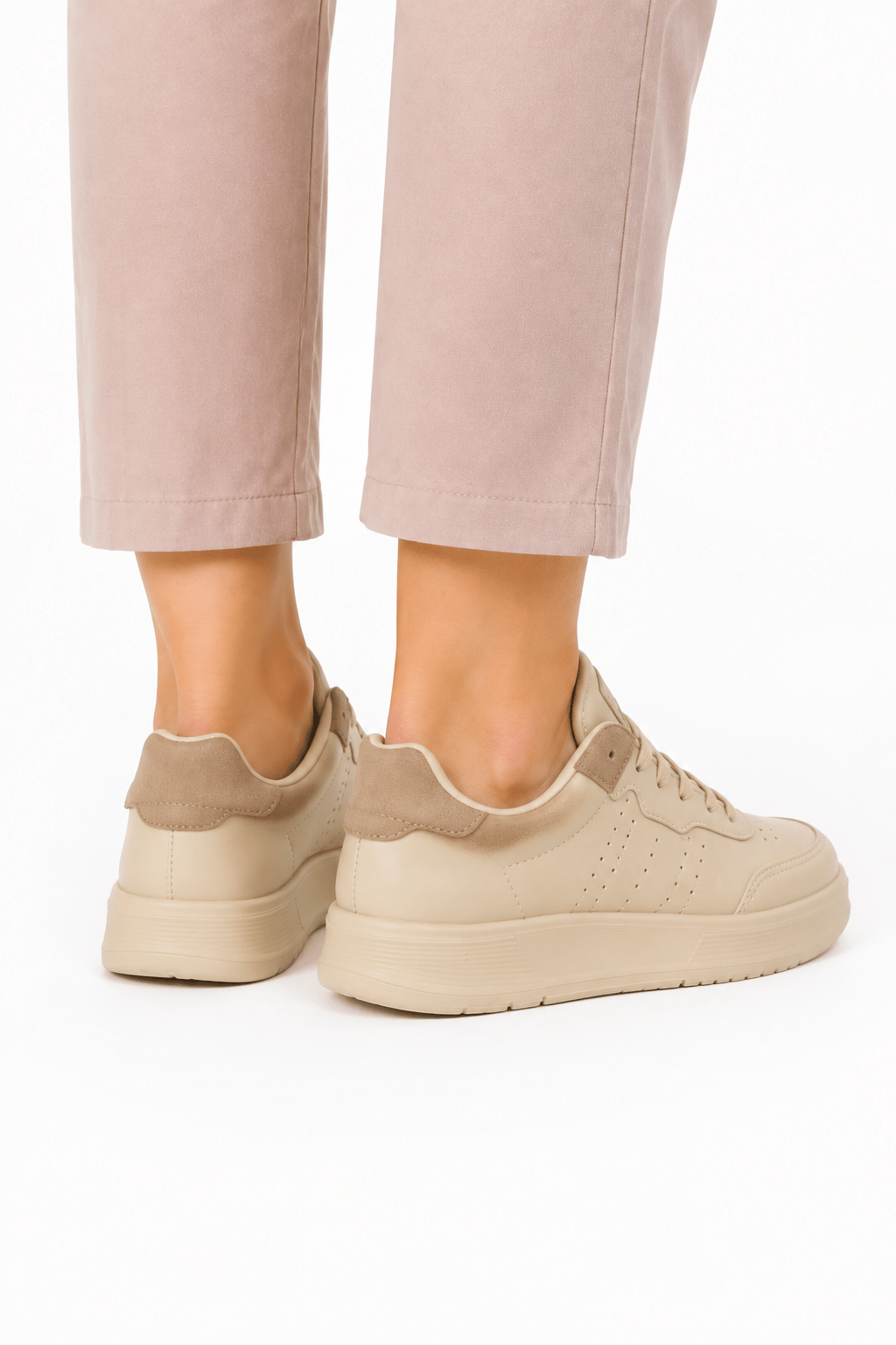 Cilt Faylon Taban Sneaker Çocuk Spor Ayakkabı BEJ