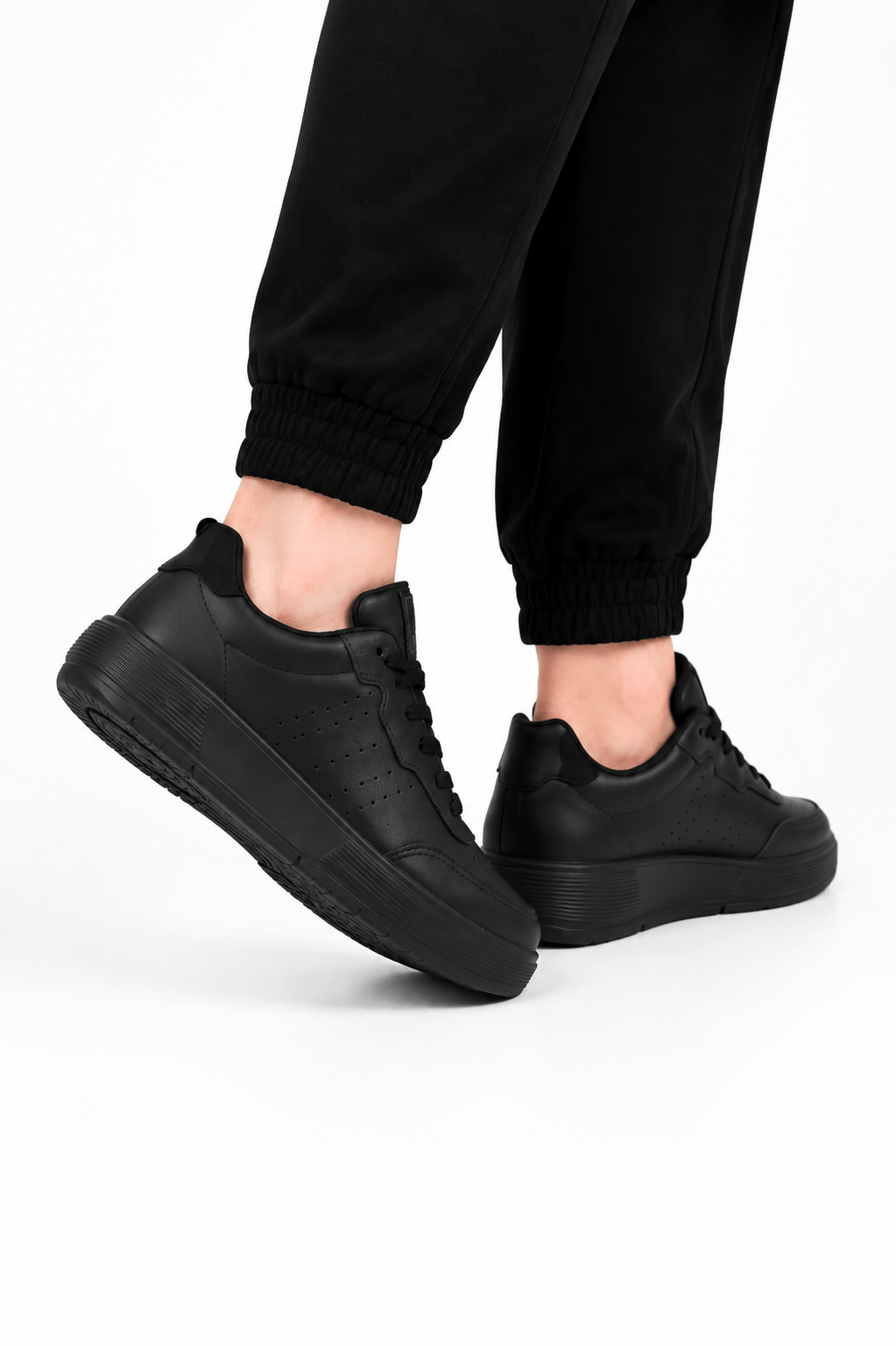 Cilt Faylon Taban Sneaker Çocuk Spor Ayakkabı SİYAH