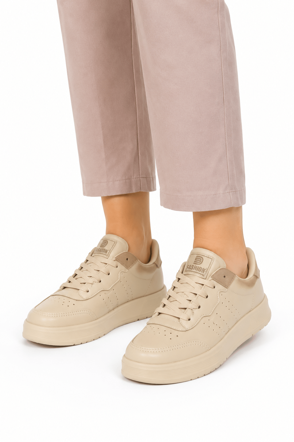 Cilt Faylon Taban Sneaker Çocuk Spor Ayakkabı BEJ