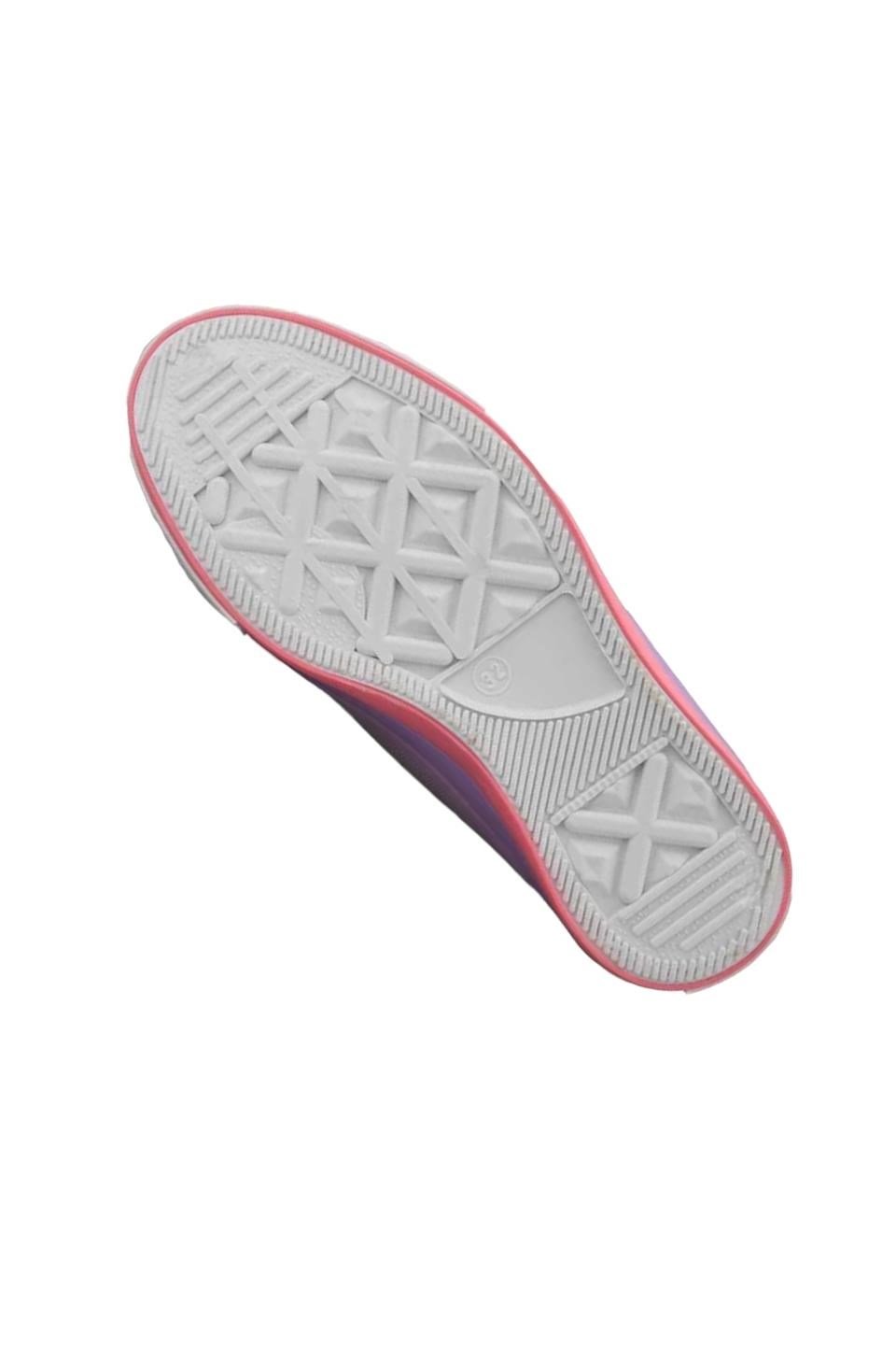 Çocuk Keten Kısa Convers Modeli Bağcıklı Spor Ayakkabı Lila