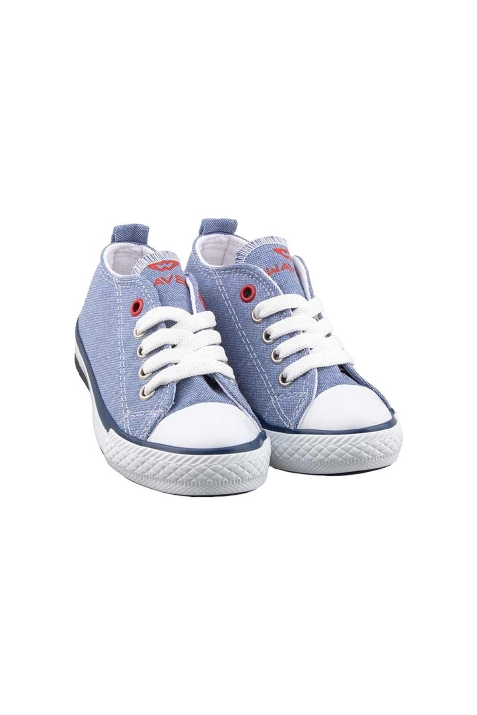 Çocuk Keten Kısa Convers Modeli Bağcıklı Spor Ayakkabı MAVİ