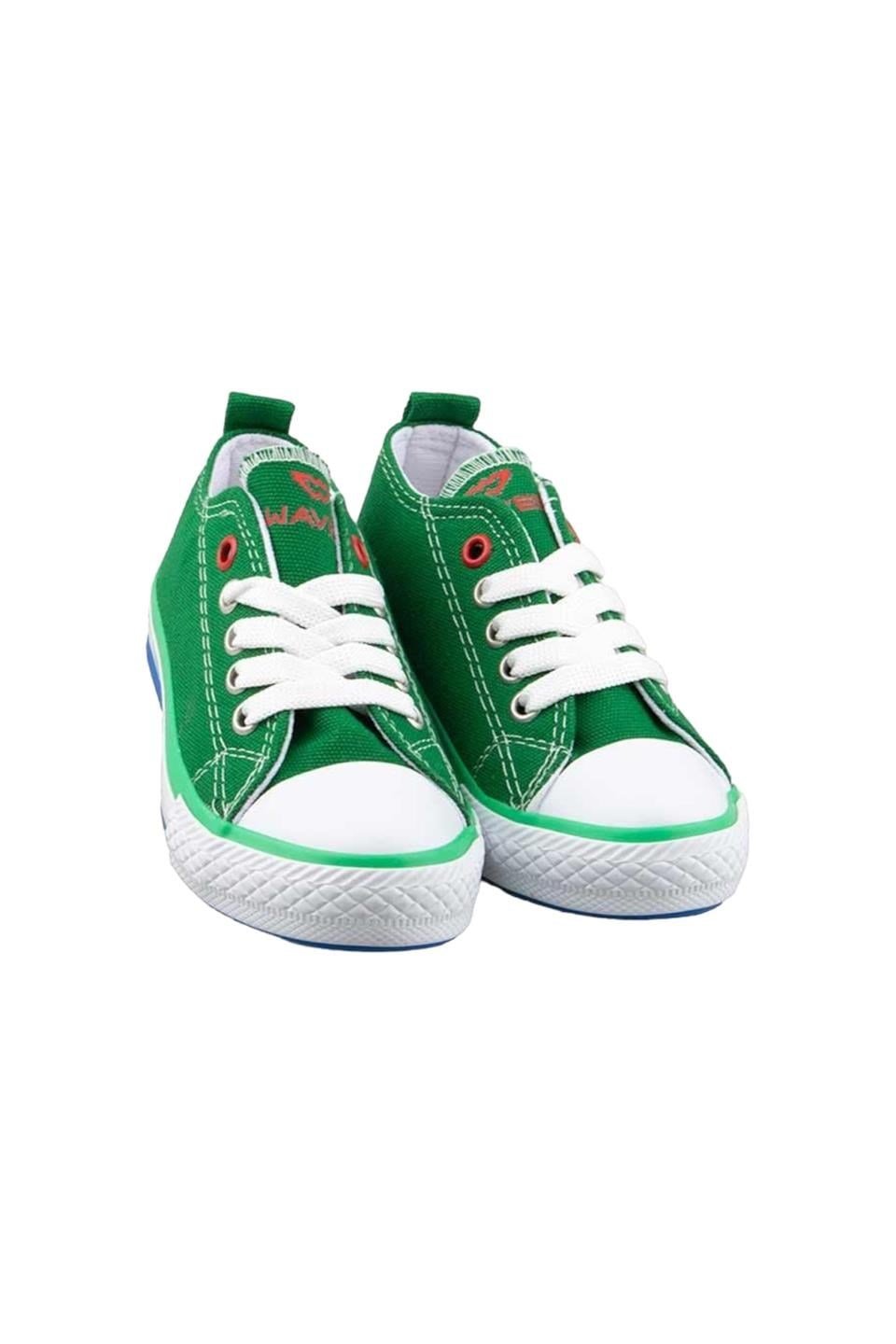 Çocuk Keten Kısa Convers Modeli Bağcıklı Spor Ayakkabı YEŞİL