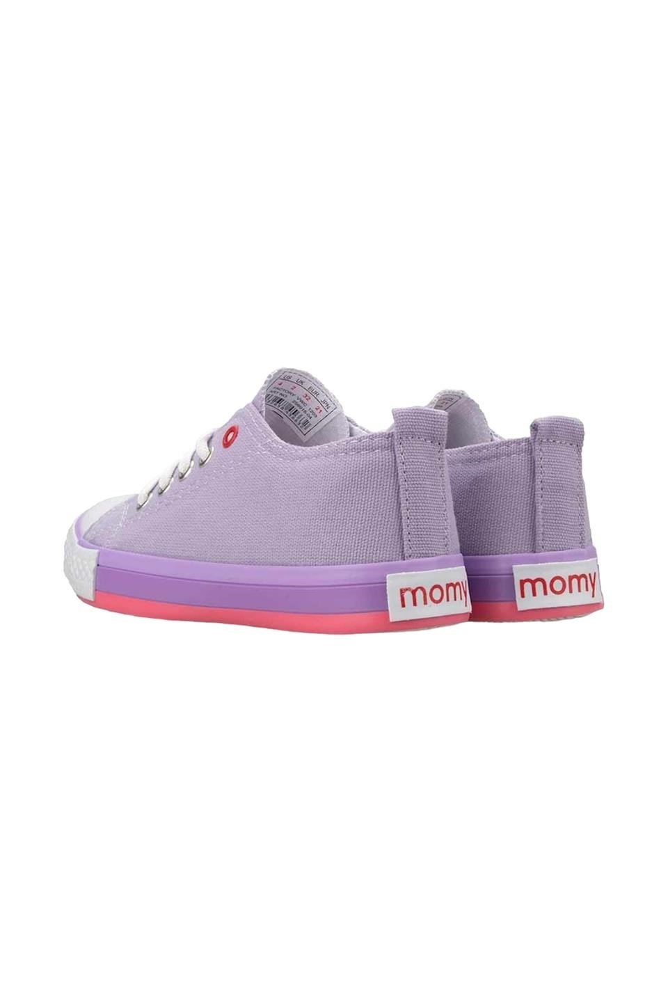 Çocuk Keten Kısa Convers Modeli Bağcıklı Spor Ayakkabı Lila