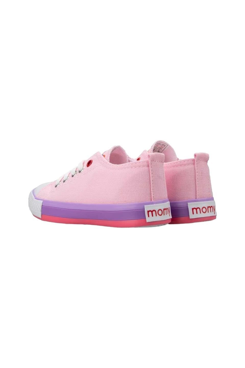 Çocuk Keten Kısa Convers Modeli Bağcıklı Spor Ayakkabı PEMBE