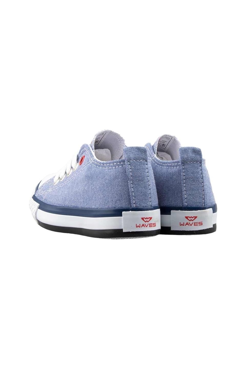 Çocuk Keten Kısa Convers Modeli Bağcıklı Spor Ayakkabı MAVİ