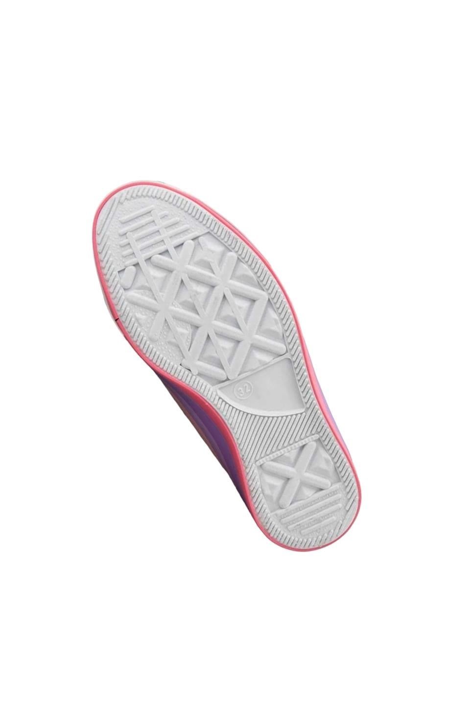 Çocuk Keten Kısa Convers Modeli Bağcıklı Spor Ayakkabı PEMBE