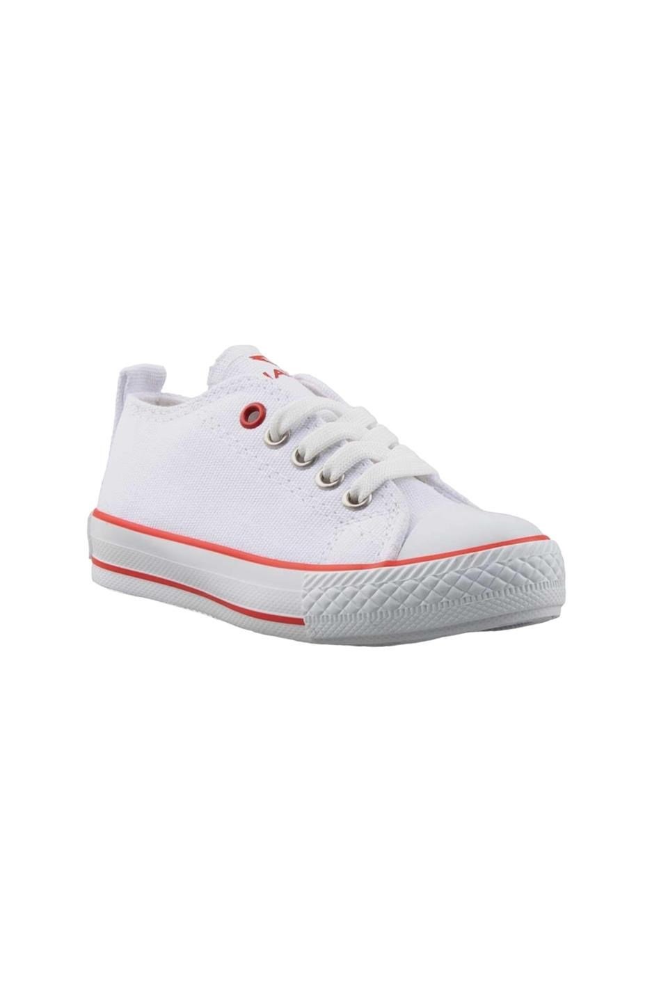 Çocuk Keten Kısa Convers Modeli Bağcıklı Spor Ayakkabı BEYAZ