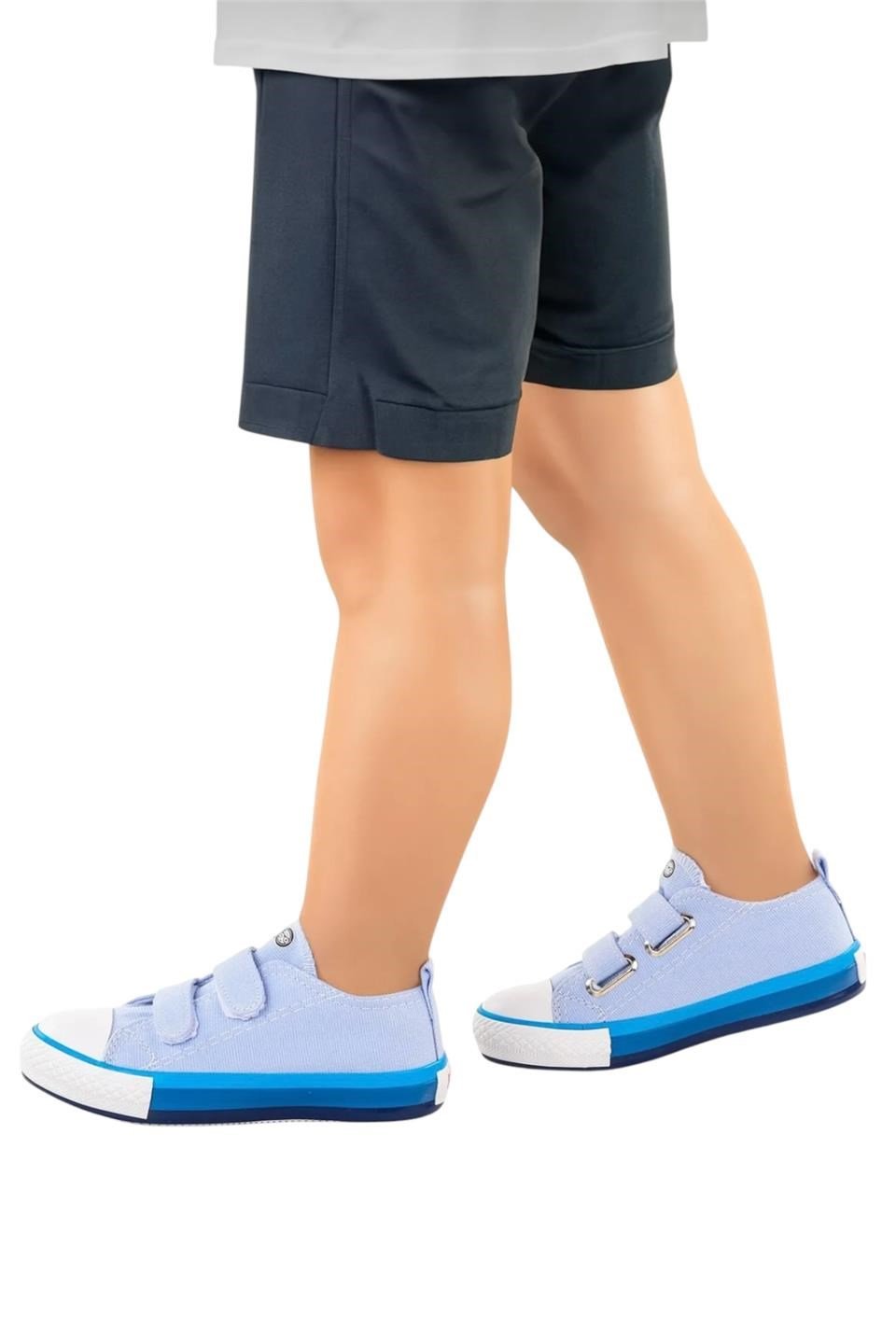 Çocuk Keten Kısa Convers Modeli Cırtlı Sneaker Spor Ayakkabı MAVİ