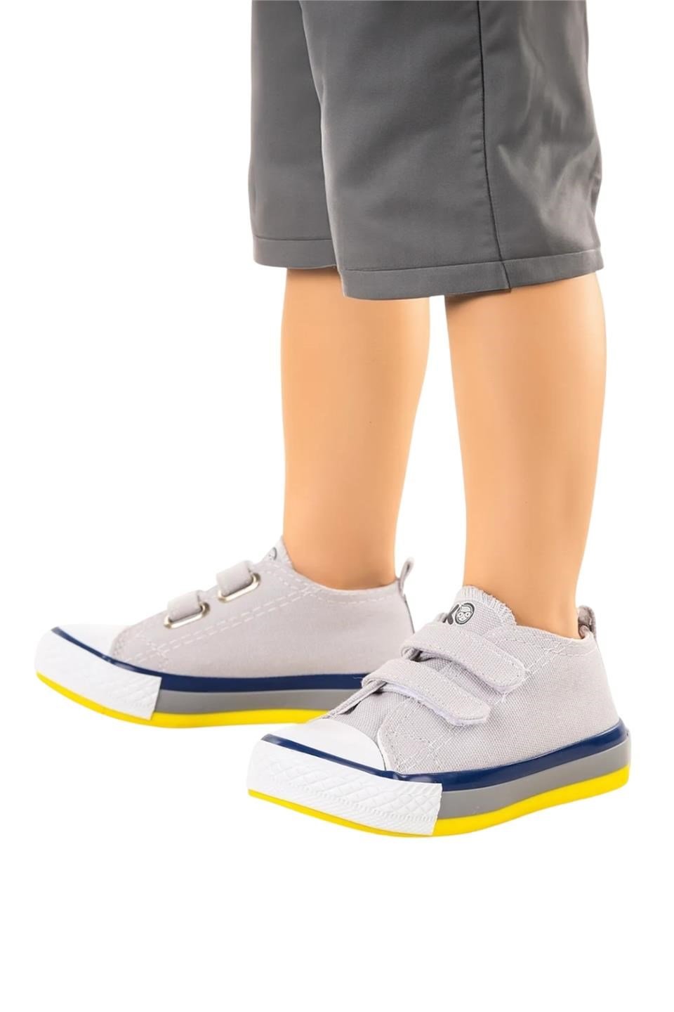 Çocuk Keten Kısa Convers Modeli Cırtlı Sneaker Spor Ayakkabı GRİ