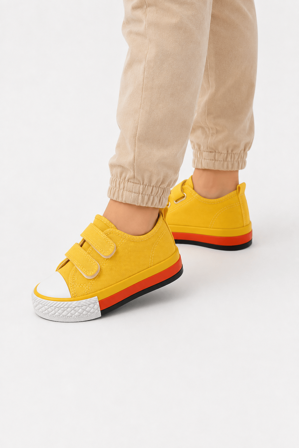 Çocuk Keten Kısa Convers Modeli Cırtlı Sneaker Spor Ayakkabı SARI