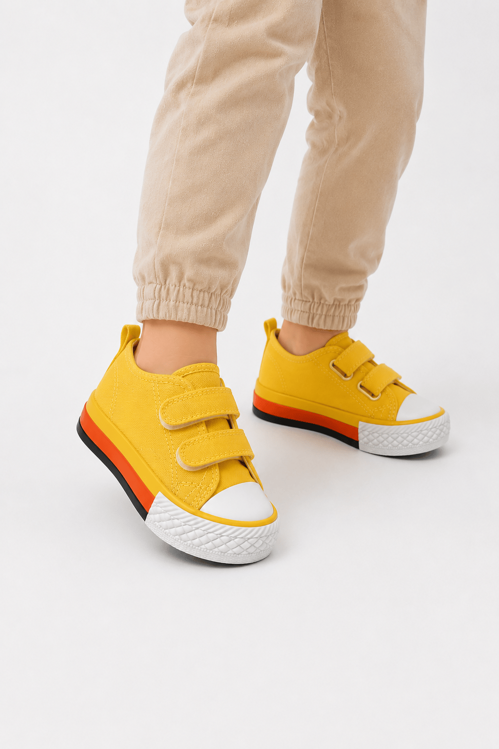 Çocuk Keten Kısa Convers Modeli Cırtlı Sneaker Spor Ayakkabı SARI