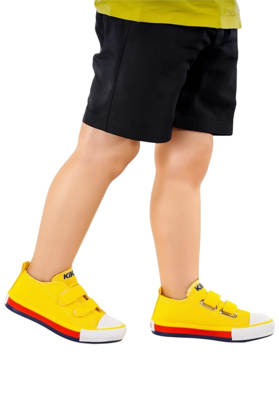 Çocuk Keten Kısa Convers Modeli Cırtlı Sneaker Spor Ayakkabı SARI