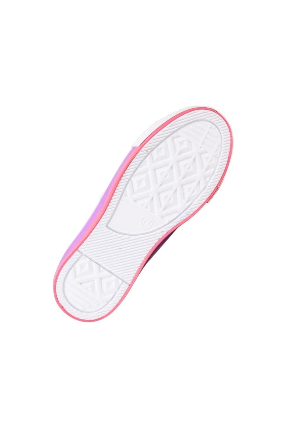 Çocuk Keten Kısa Convers Modeli Cırtlı Sneaker Spor Ayakkabı BEYAZ - LİLA