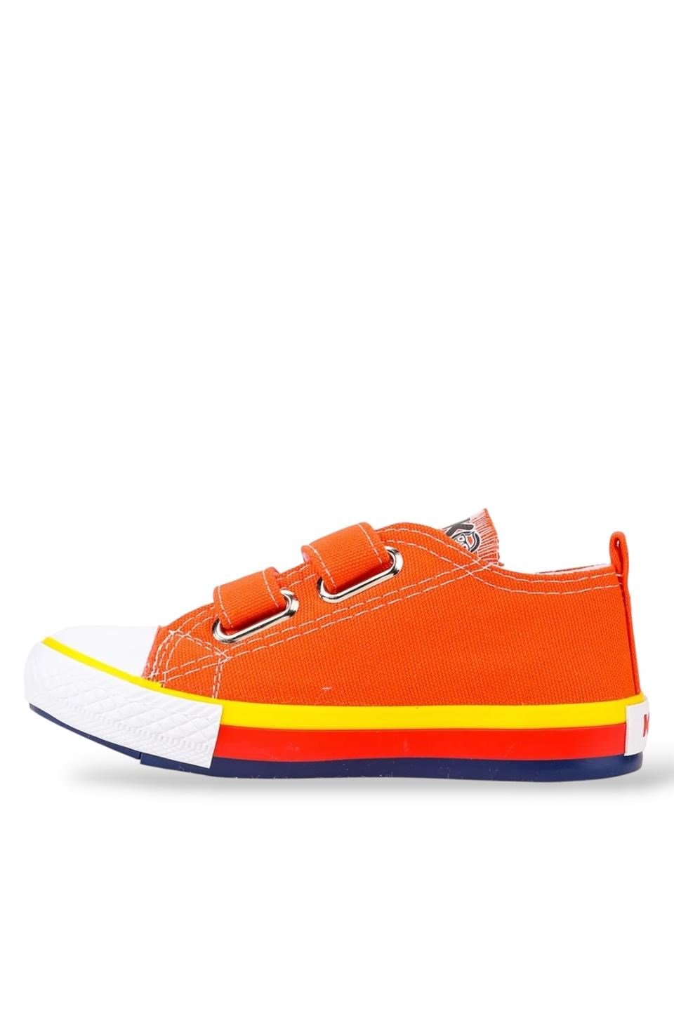 Çocuk Keten Kısa Convers Modeli Cırtlı Sneaker Spor Ayakkabı TURUNCU