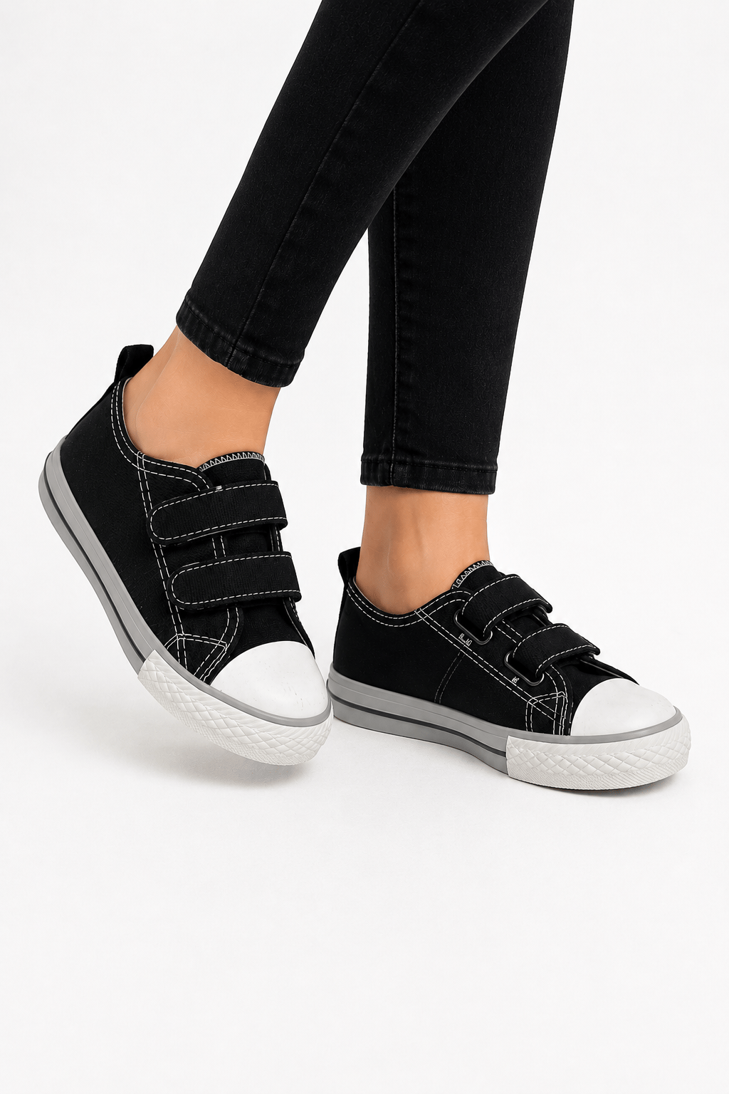 Çocuk Keten Kısa Convers Modeli Cırtlı Sneaker Spor Ayakkabı SİYAH