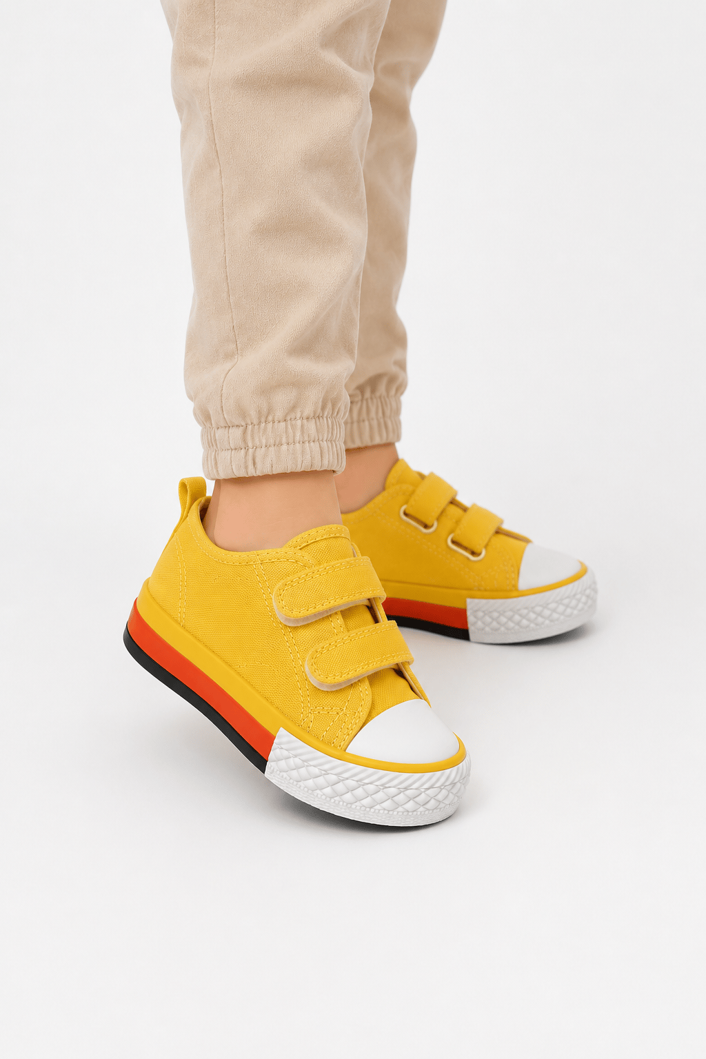 Çocuk Keten Kısa Convers Modeli Cırtlı Sneaker Spor Ayakkabı SARI