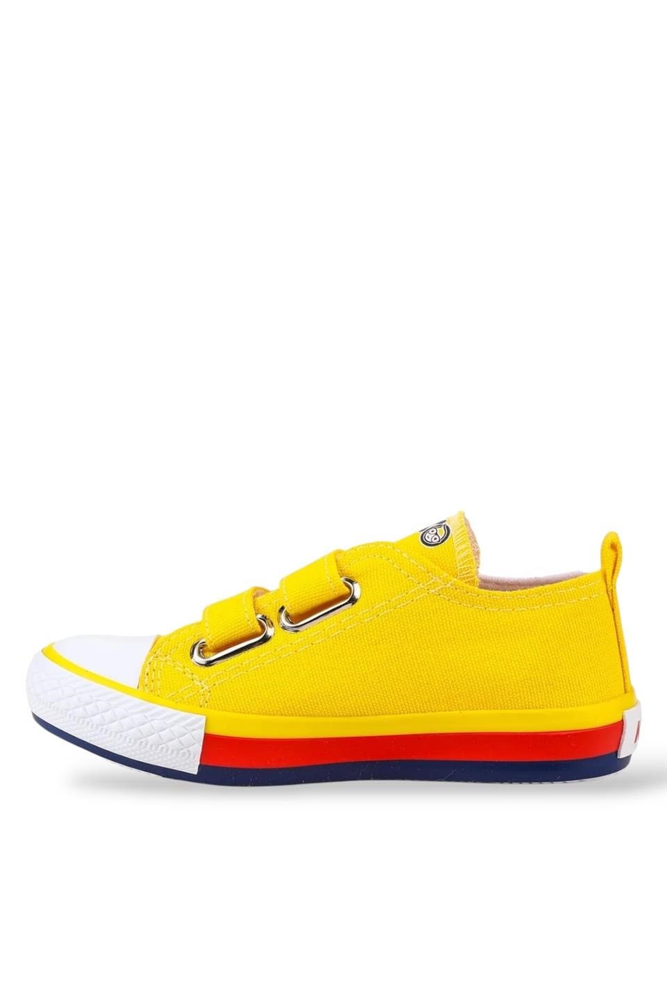 Çocuk Keten Kısa Convers Modeli Cırtlı Sneaker Spor Ayakkabı SARI