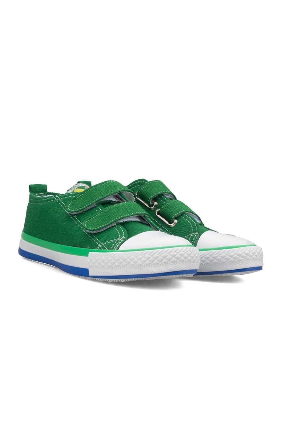 Çocuk Keten Kısa Convers Modeli Cırtlı Sneaker Spor Ayakkabı YEŞİL