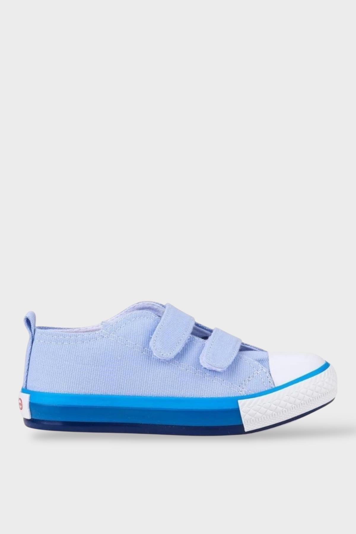 Çocuk Keten Kısa Convers Modeli Cırtlı Sneaker Spor Ayakkabı MAVİ
