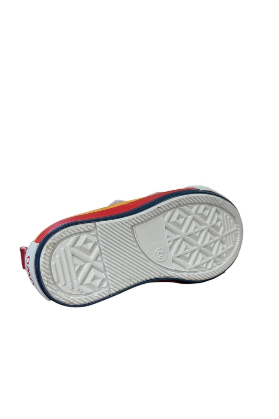 Çocuk Keten Kısa Convers Modeli Cırtlı Sneaker Spor Ayakkabı KIRMIZI - BEYAZ