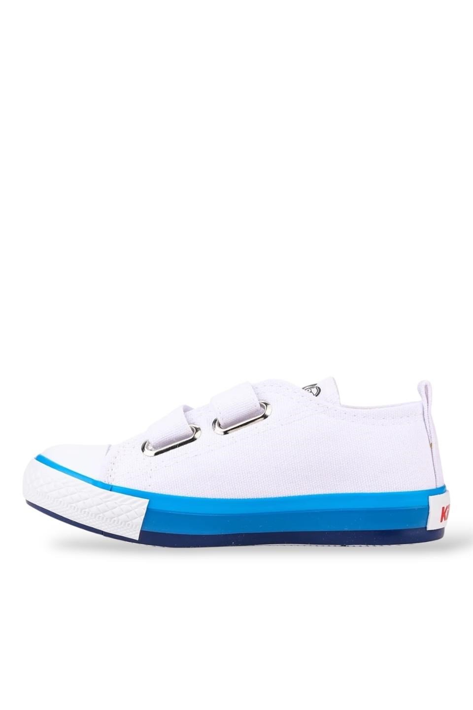 Çocuk Keten Kısa Convers Modeli Cırtlı Sneaker Spor Ayakkabı BEYAZ - MAVİ