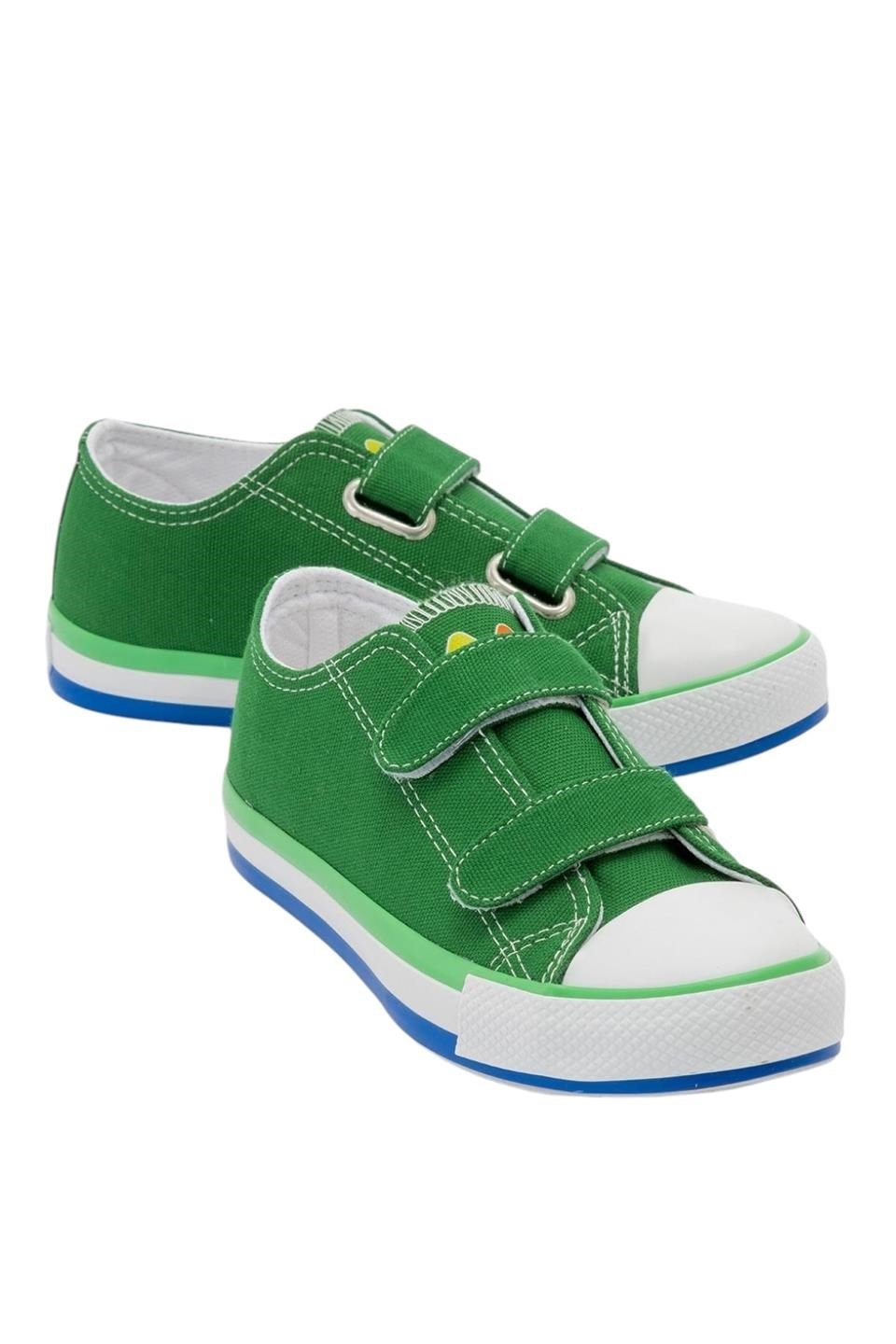 Çocuk Keten Kısa Convers Modeli Cırtlı Sneaker Spor Ayakkabı YEŞİL