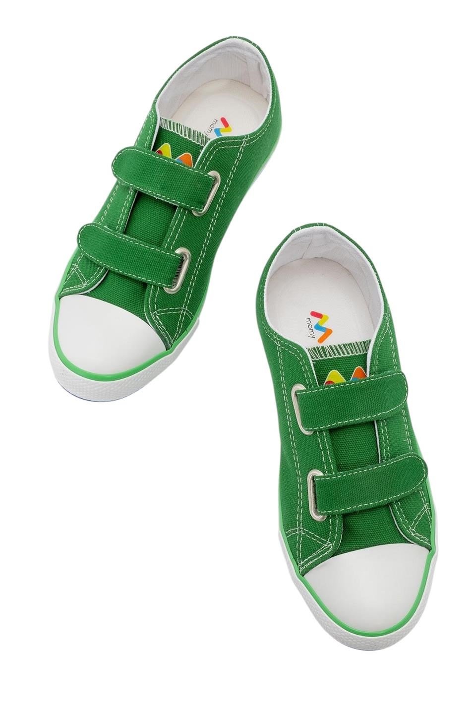 Çocuk Keten Kısa Convers Modeli Cırtlı Sneaker Spor Ayakkabı YEŞİL