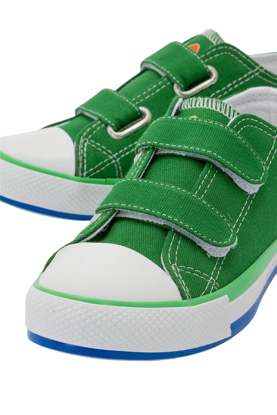 Çocuk Keten Kısa Convers Modeli Cırtlı Sneaker Spor Ayakkabı YEŞİL