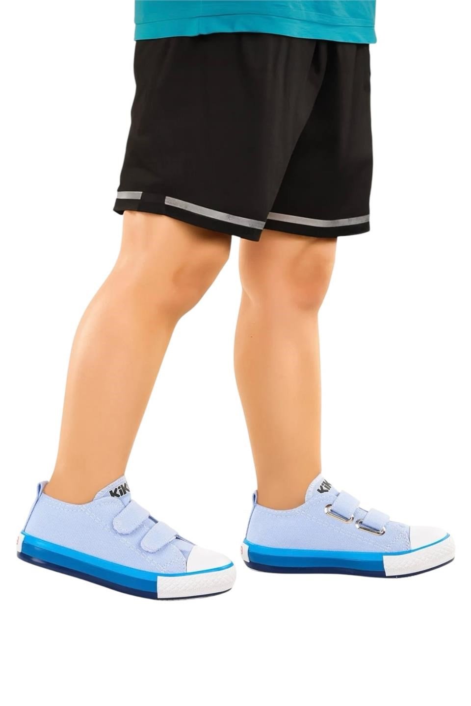 Çocuk Keten Kısa Convers Modeli Cırtlı Sneaker Spor Ayakkabı MAVİ