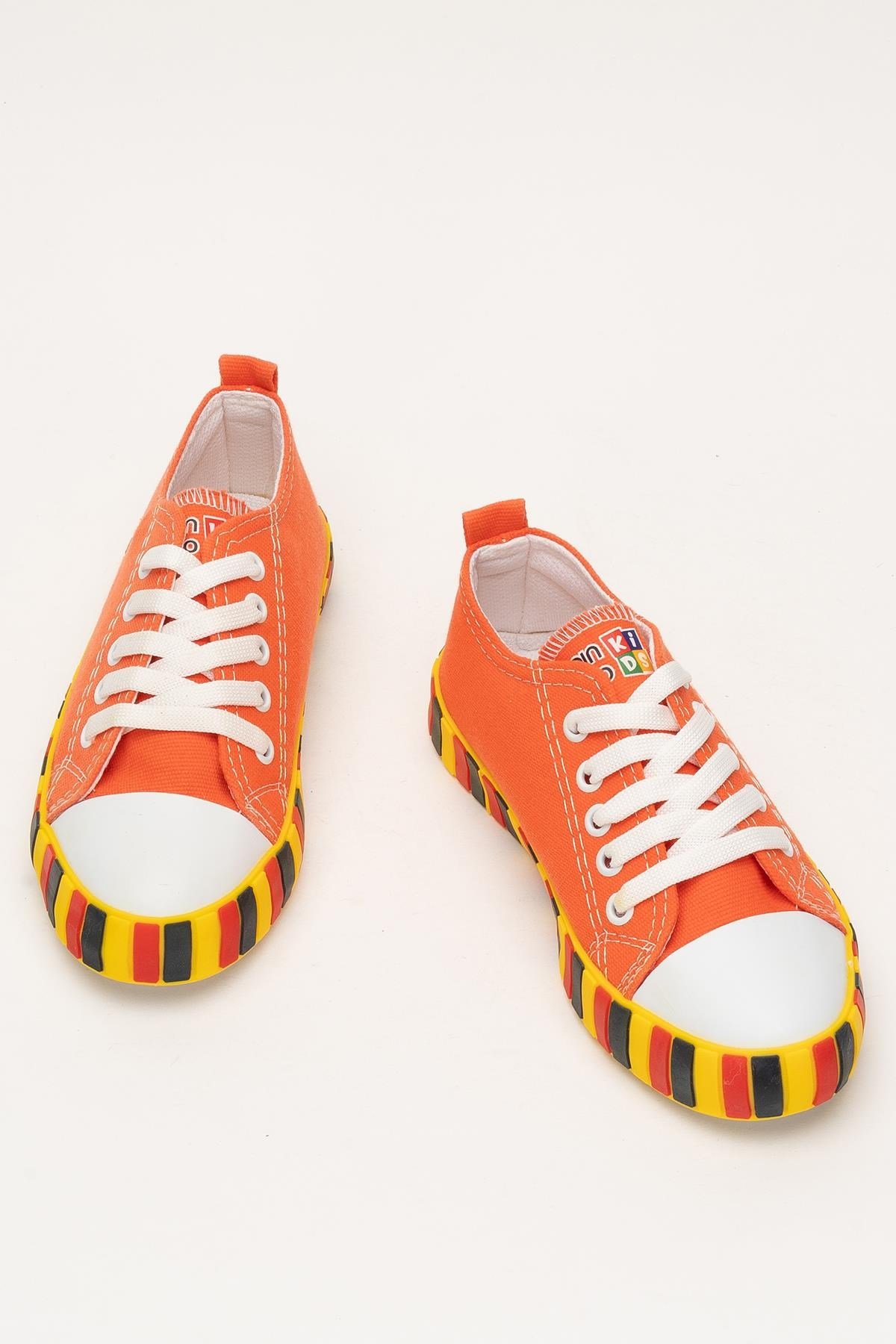 Çocuk Keten Kısa Convers Modeli Unisex Bağcıklı Spor Ayakkabı TURUNCU