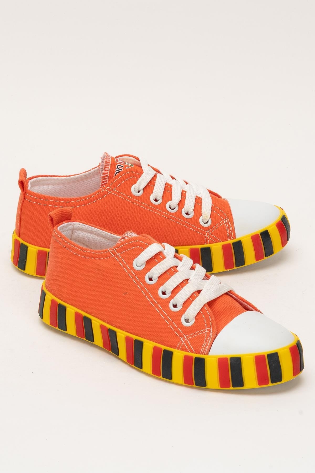 Çocuk Keten Kısa Convers Modeli Unisex Bağcıklı Spor Ayakkabı TURUNCU