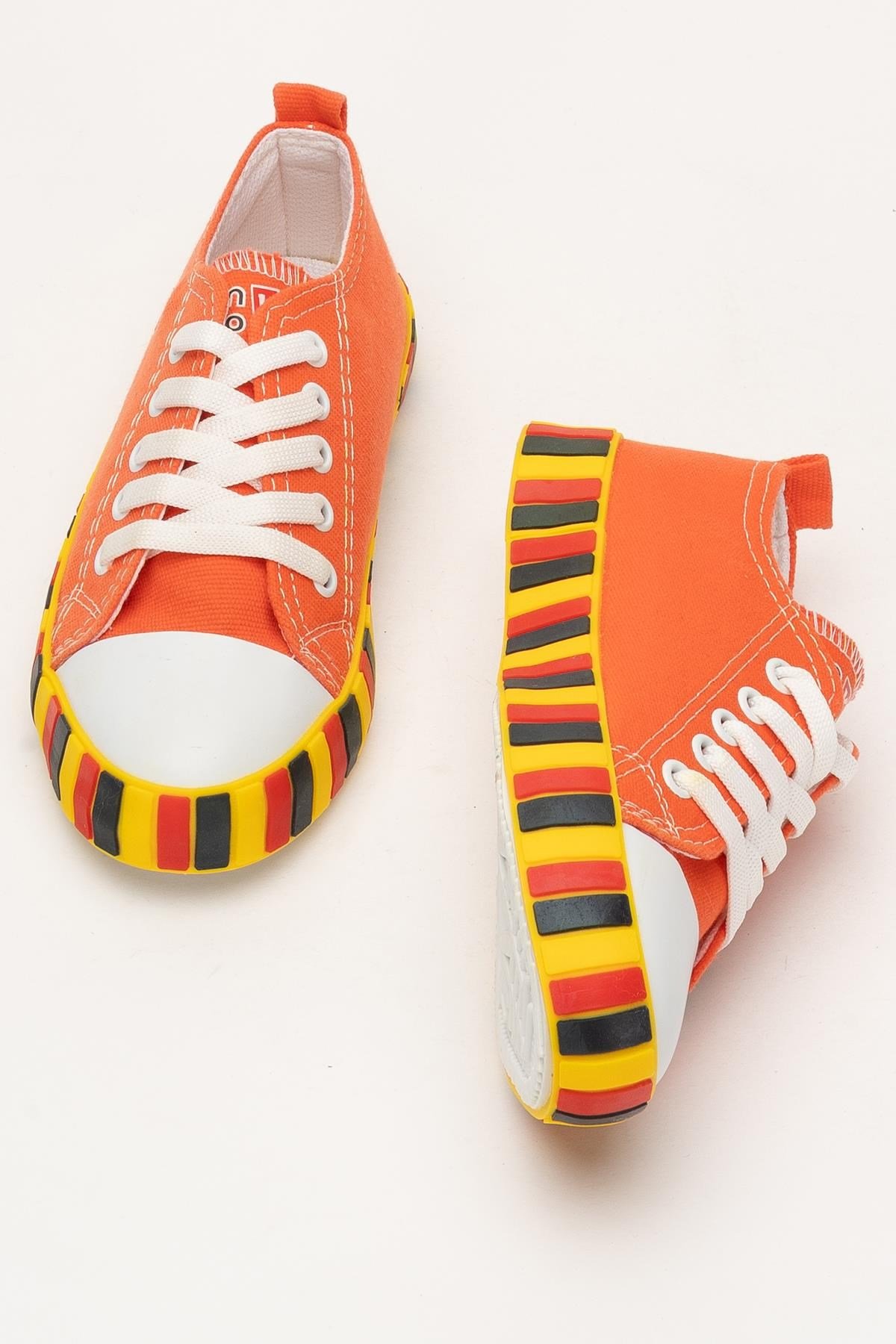 Çocuk Keten Kısa Convers Modeli Unisex Bağcıklı Spor Ayakkabı TURUNCU