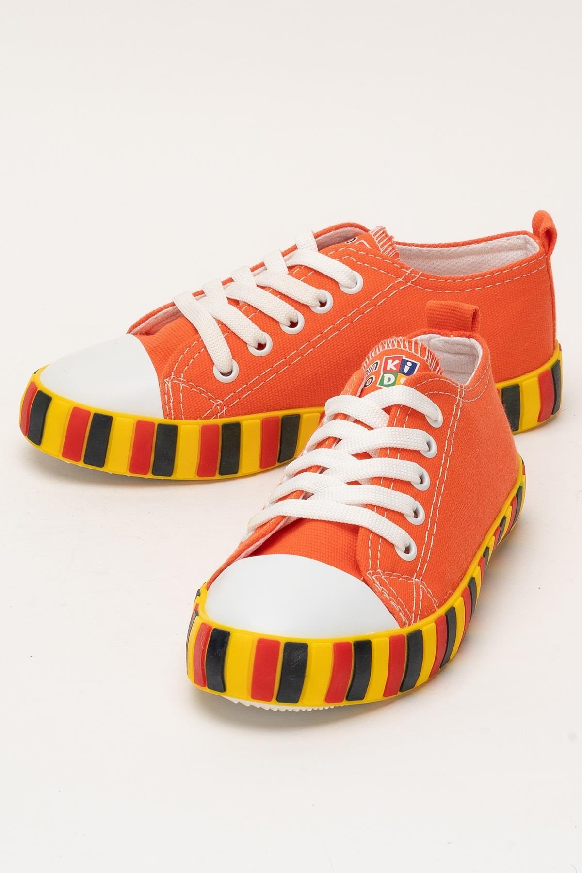 Çocuk Keten Kısa Convers Modeli Unisex Bağcıklı Spor Ayakkabı TURUNCU