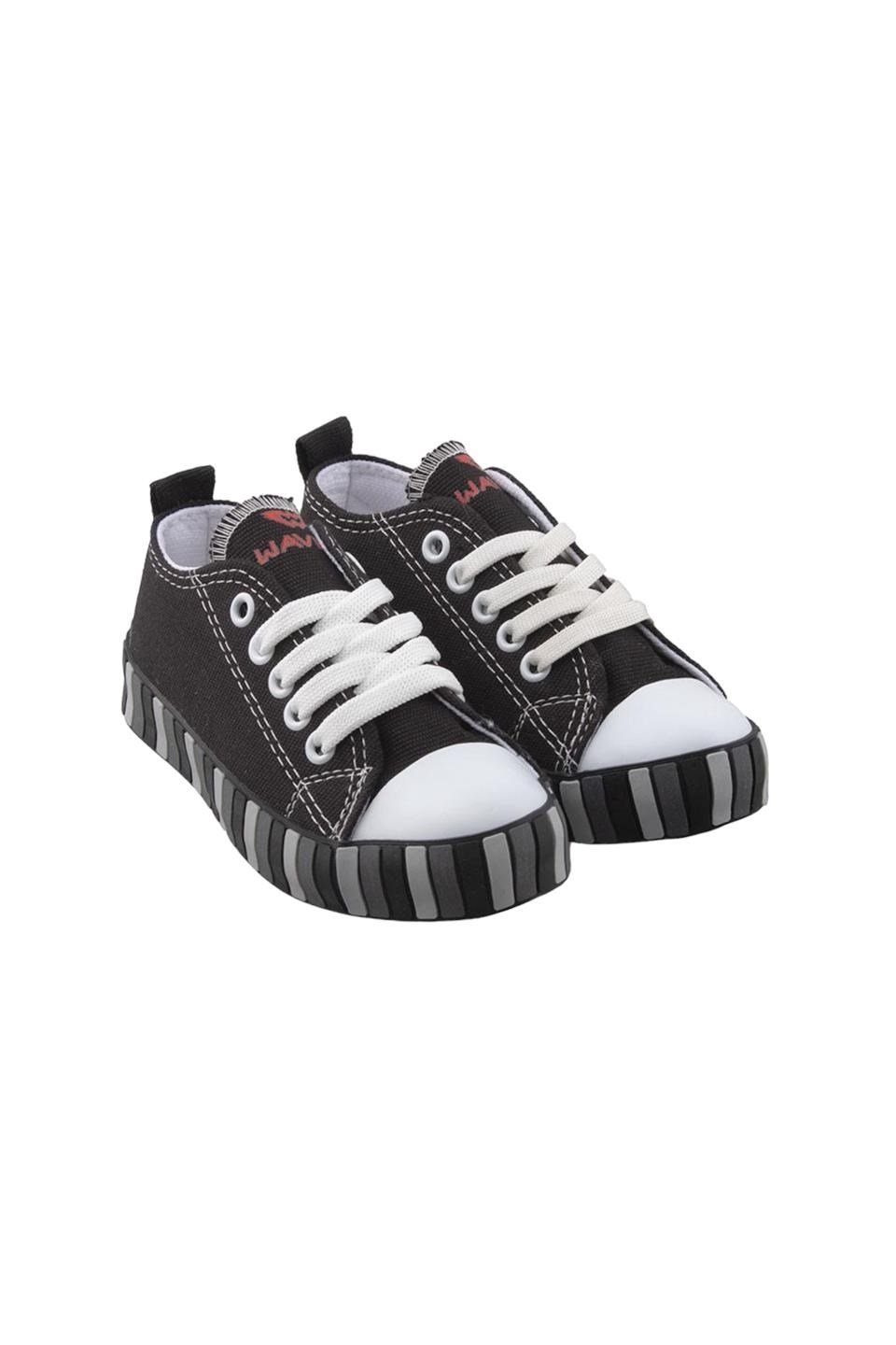 Çocuk Keten Kısa Convers Modeli Unisex Bağcıklı Spor Ayakkabı SİYAH