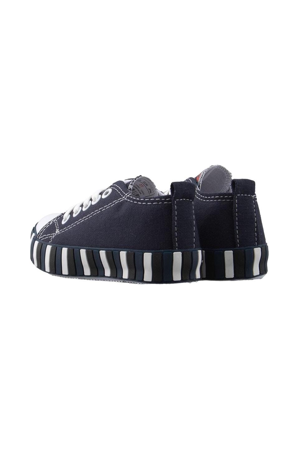 Çocuk Keten Kısa Convers Modeli Unisex Bağcıklı Spor Ayakkabı LACİVERT