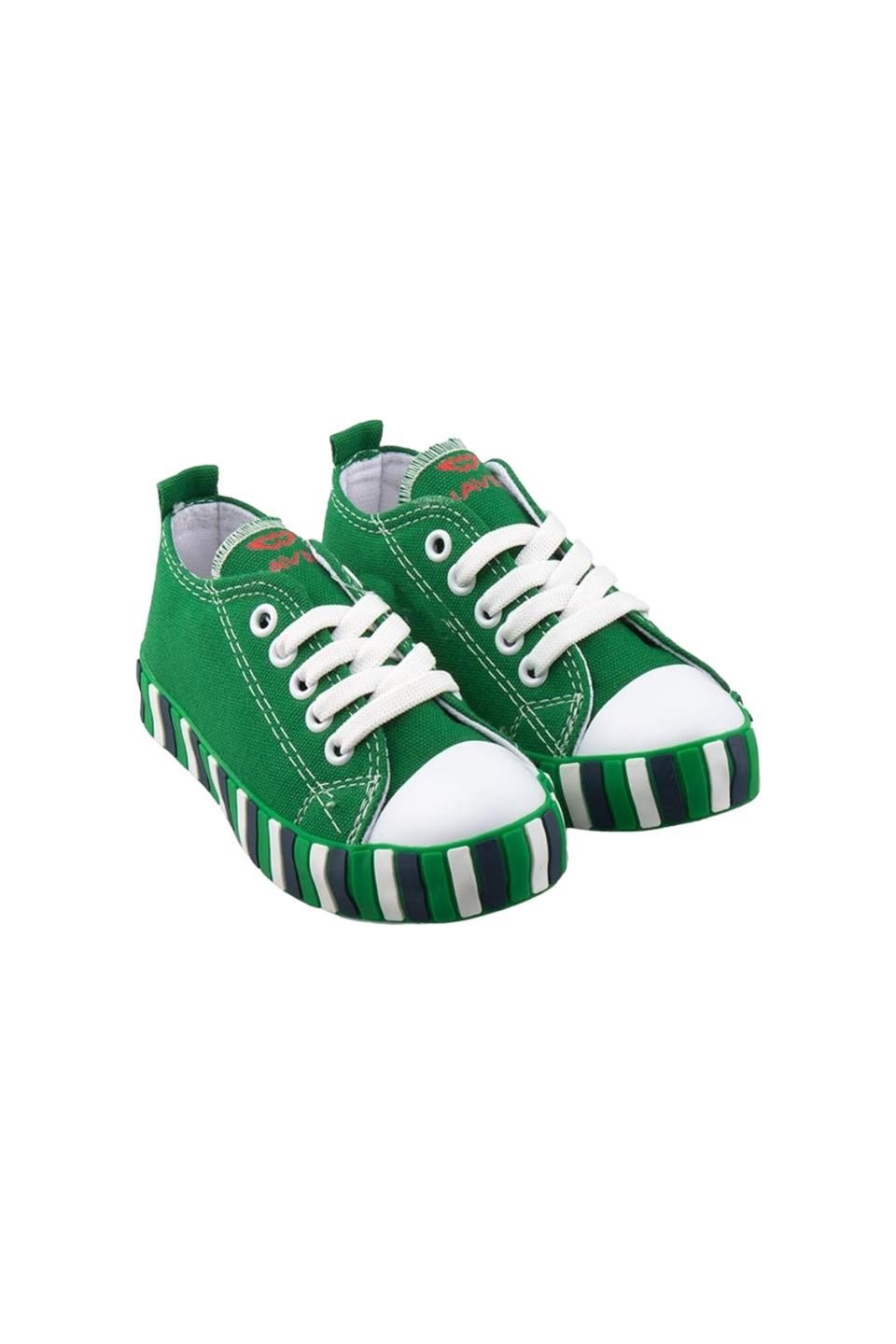 Çocuk Keten Kısa Convers Modeli Unisex Bağcıklı Spor Ayakkabı YEŞİL
