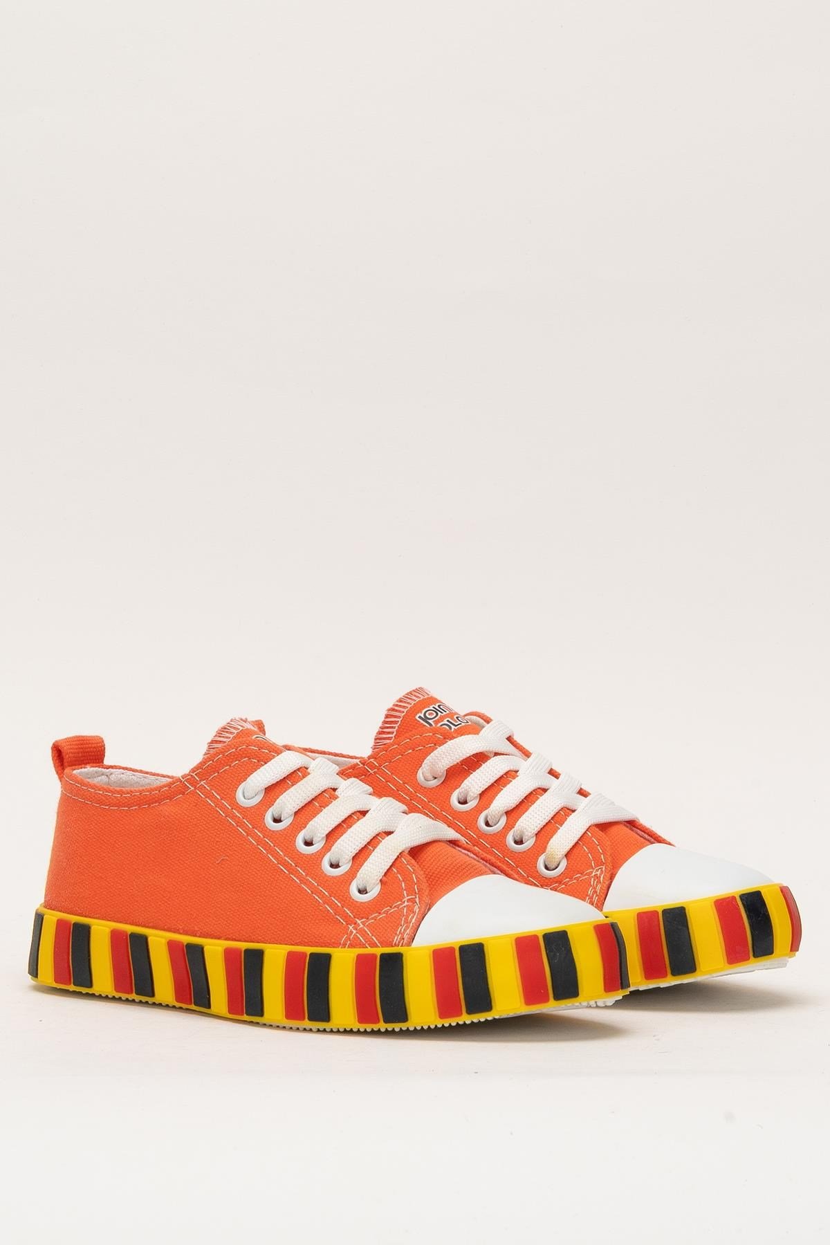 Çocuk Keten Kısa Convers Modeli Unisex Bağcıklı Spor Ayakkabı TURUNCU
