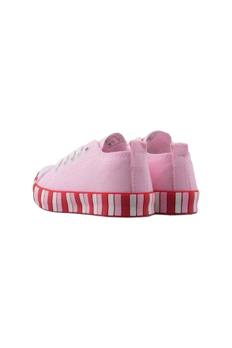 Çocuk Keten Kısa Convers Modeli Unisex Bağcıklı Spor Ayakkabı PEMBE