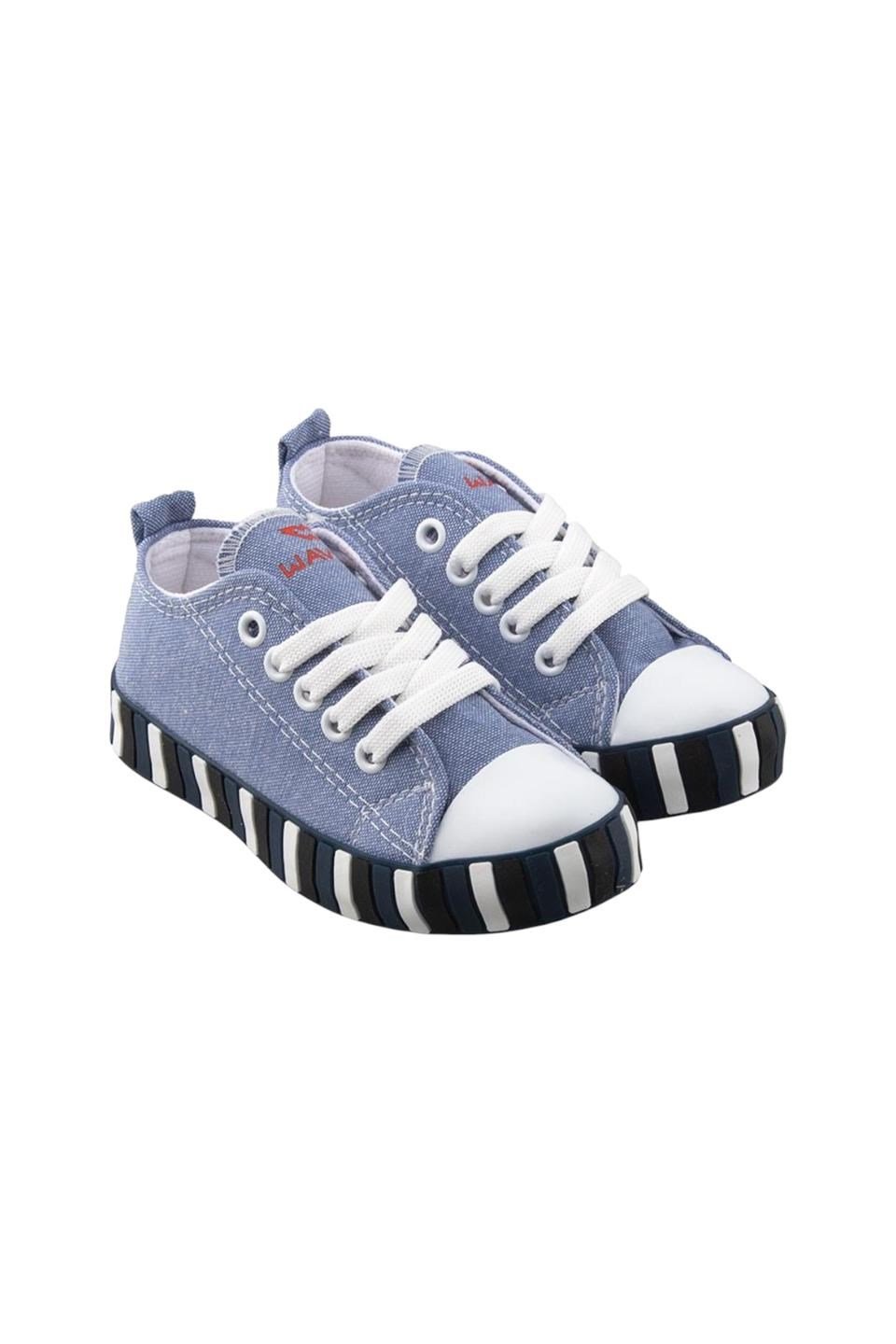 Çocuk Keten Kısa Convers Modeli Unisex Bağcıklı Spor Ayakkabı MAVİ