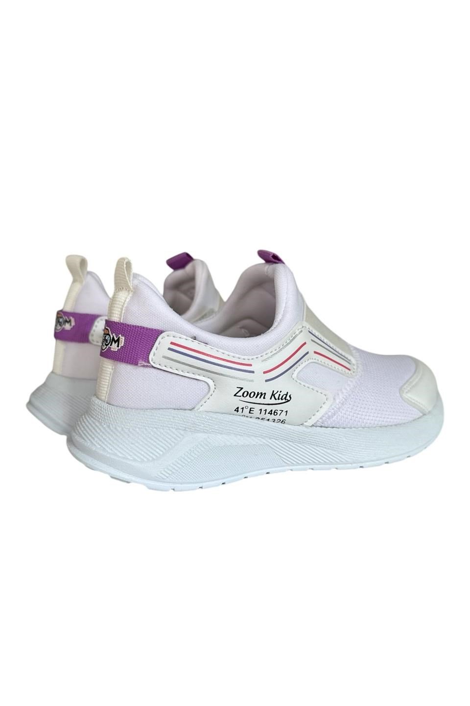 Çocuk Lastikli Spor Ayakkabı BEYAZ - LİLA