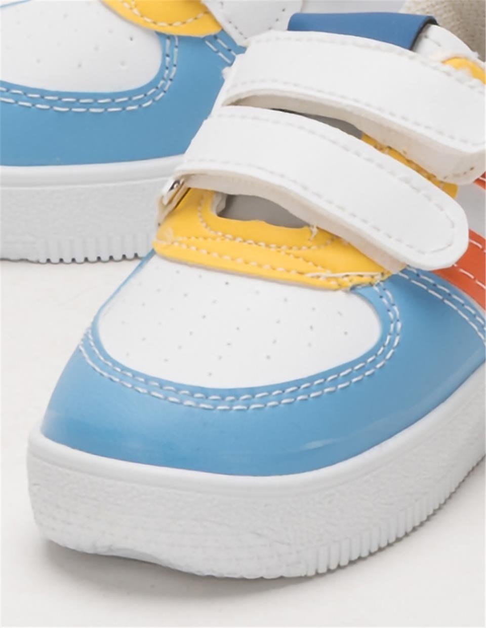 Çocuk Sneaker Spor Ayakkabı MAVİ - TURUNCU