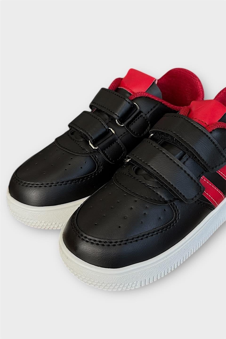 Çocuk Sneaker Spor Ayakkabı SİYAH - KIRMIZI