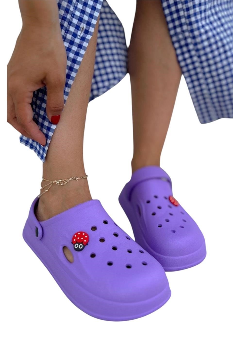 Comfort Uğur Böceği Tokalı Medikal Hemşire Sabo Kadın Terlik MOR